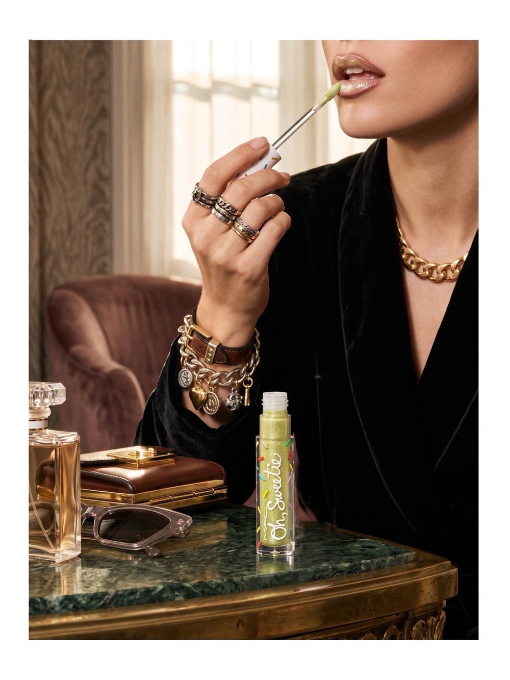 new MAC ★ Oh Sweetie Lip Topper Sheer Gloss ★ Key Lime ★ Green Metallic Lippy ★